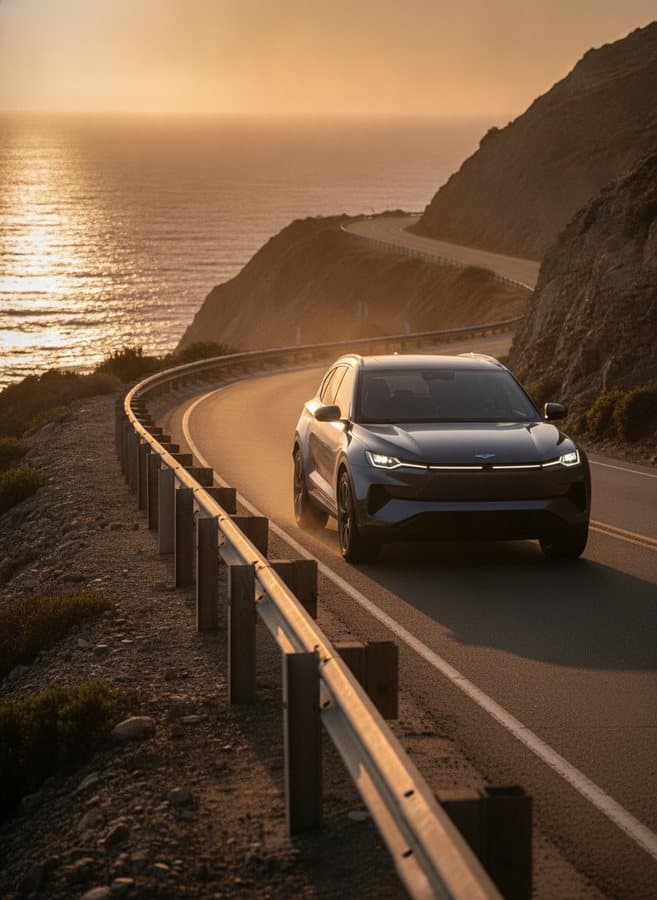 Coast Highway Gold — Cliff road at golden hour
