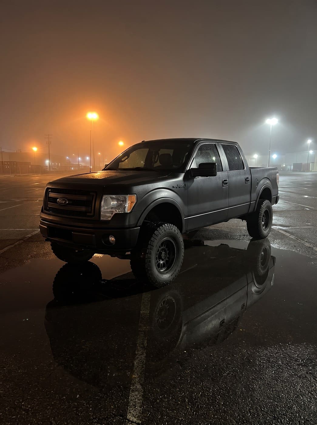 The truck moved out of the driveway and into a cinematic location.