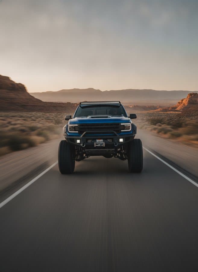 HUD Chase — Behind the car, dash readout